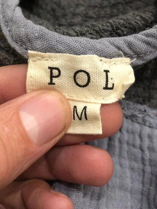 POL brand Waffle Knit Ruffle Babydoll Tank Top Medium Gray Womens - Picture 2 of 5